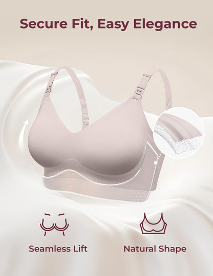 Momcozy Nursing Bras for Breastfeeding, YN21 Seamless Ultra Comfort Maternity Bra, Natural Shape, Pregnancy Sleep Bralette