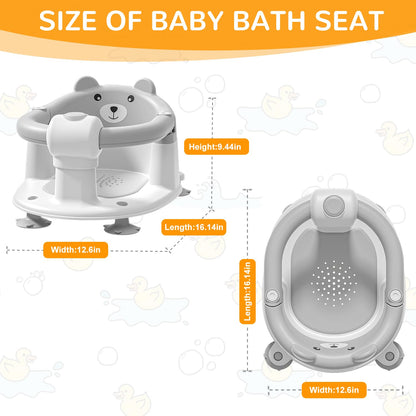 Baby Bath Seat for Babies 6 Months & up, Non-Slip Toddler Bath Seats for Babies Sitting Up, Safe Infant & Newborn Bathtub Chair with 4 Suction Cups & Soft Cushion for Shower,Blue