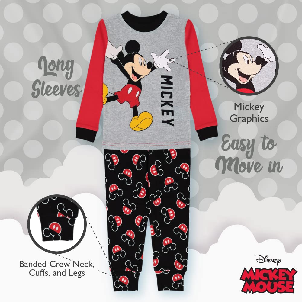 Disney Unisex Kids' 6-piece Snug-fit Cotton Matching Comfortable Pajama Set, Soft & Cute for Kids
