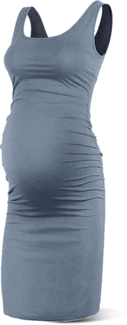 Rnxrbb S-2XL Women Summer Sleeveless Maternity Dress Pregnancy Tank Scoop Neck Mama Clothes Casual Bodycon Clothing