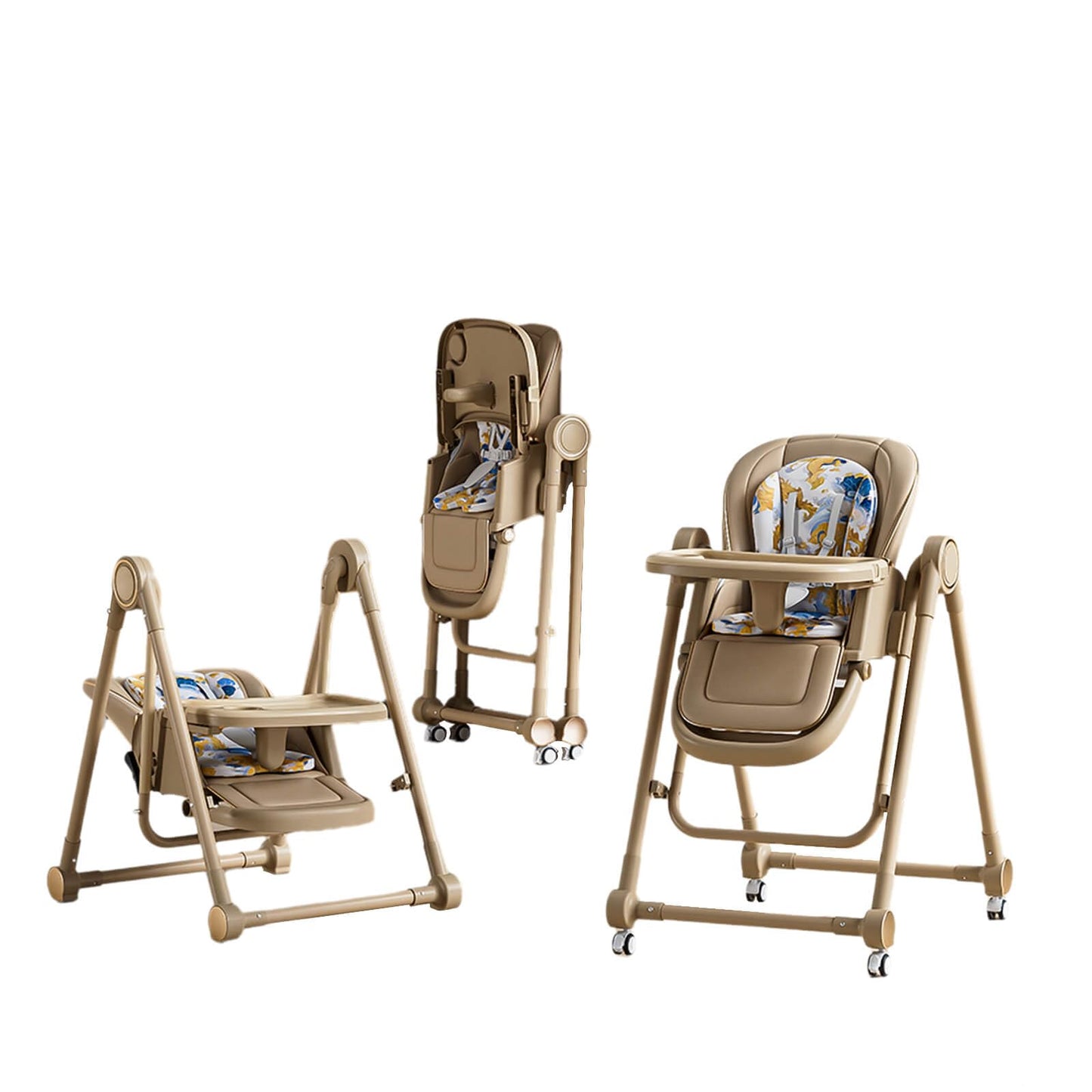 5 in 1 Convertible Baby High Chair Foldable, Baby Swing for Infants to Toddler,Portable Baby Feeding Chair, High Chairs for Babies and Toddlers, Silla de Comer para Bebe(White)