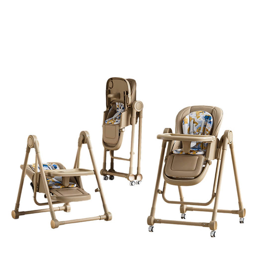 5 in 1 Convertible Baby High Chair Foldable, Baby Swing for Infants to Toddler,Portable Baby Feeding Chair, High Chairs for Babies and Toddlers, Silla de Comer para Bebe(White)