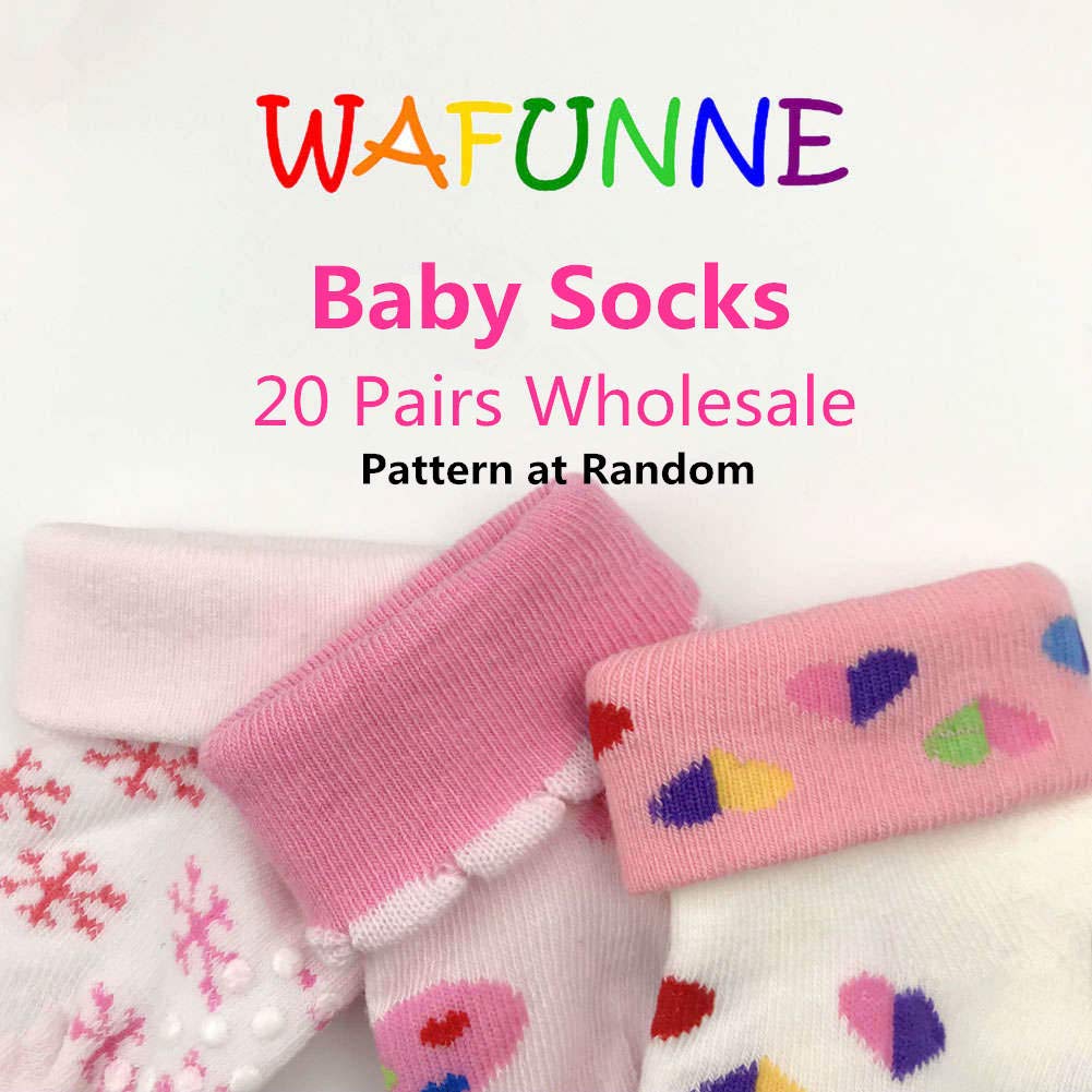 WAFUNNE 20 Pairs Baby Socks Wholesale for Infant Toddler Kids Children (Pattern at Random)