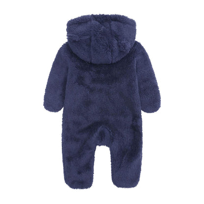 Babymine Newborn Baby Jumpsuit Hooded Fleece Rompers Long Sleeve Onesie Outwear Outfits