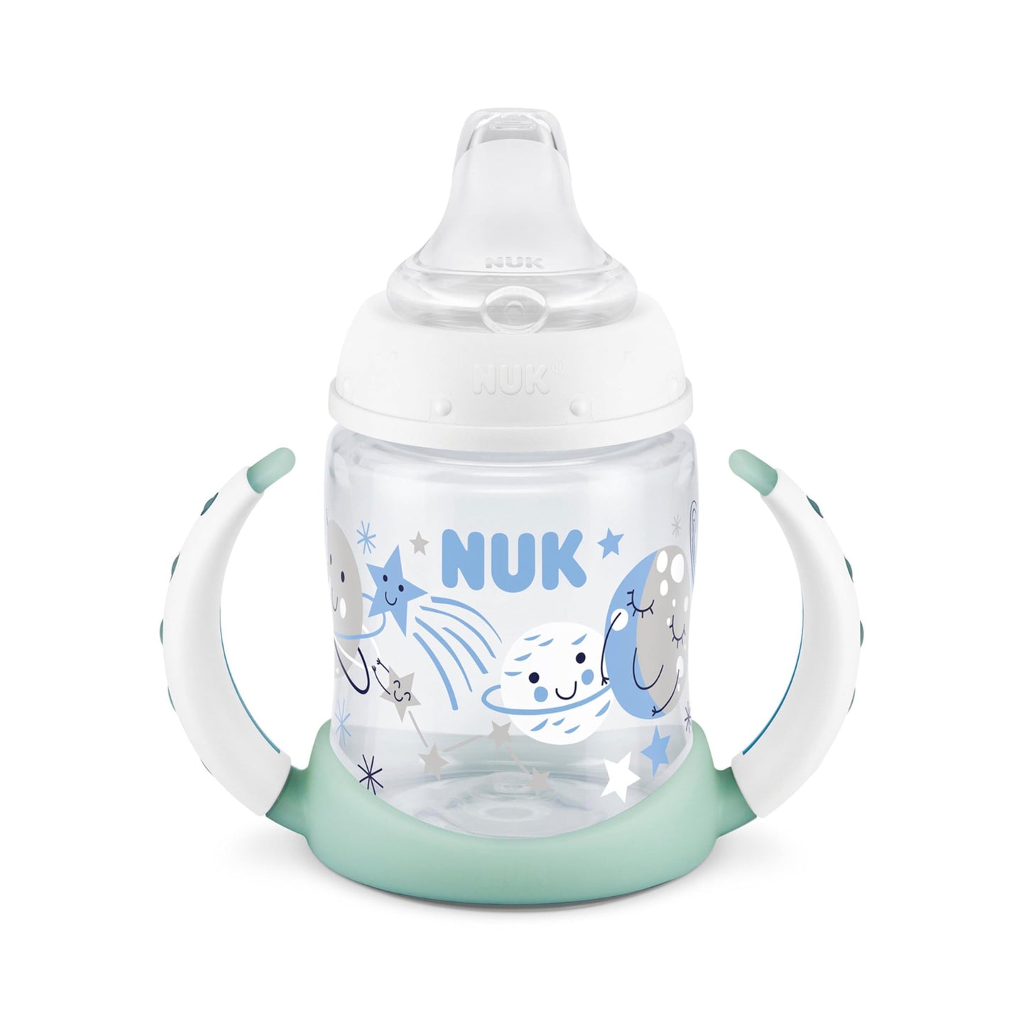 NUK Learner Cup, 6+ Months, Fun Fruits and Animals, Amazon Exclusive Collection, 5 Oz, Pack of 2 – BPA Free, Soft Spout, Spill Proof Sippy Cup