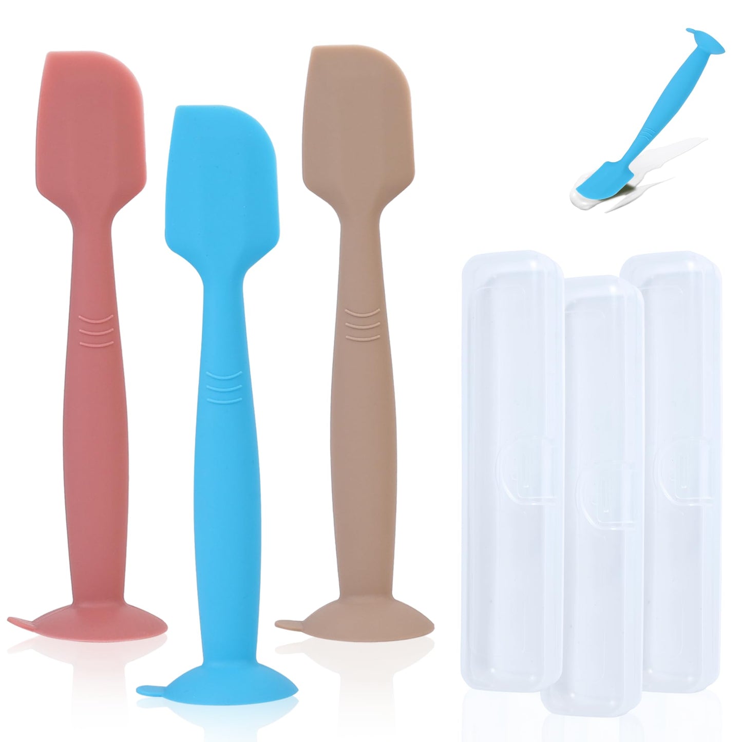 babove Baby Diaper Cream Spatula Applicator 3 Pack Butt Paste Spatula Soft Silicone,Diaper Rash Cream Applicator, Baby Essentials Must Haves Newborn Stuff (Red Green Grey)