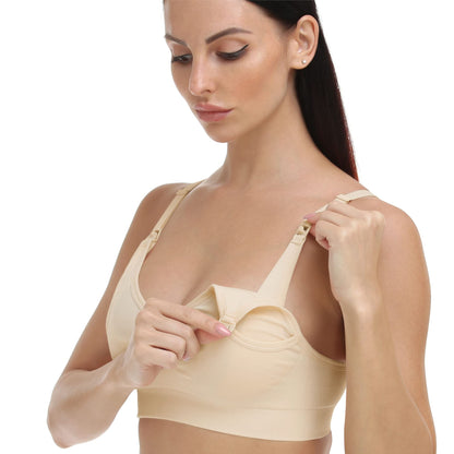 GXXGE Nursing Bra Support Pumping Bra Hands Free All in One Maternity Bra Comfortable Breast No Pad Pumps Bra