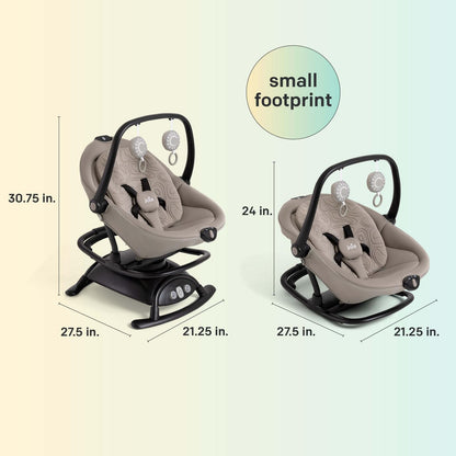 Joie Cinnamon 2-in-1 Glider and Rocker – Multi-Motion Baby Swing and Rocker Combo with Plush Fabrics, Compact Design, and Multiple Recline Positions – Soothing Sounds & Gentle Vibrations (Fern)