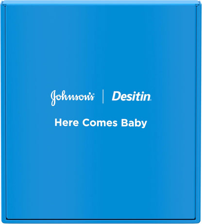 Johnson's Baby Here Comes Baby Gift Set, Baby Essentials for New Parents with Moisturizing Lotion, Bedtime Bath, Body Wash & Shampoo, Hand & Face Wipes, & Diaper Rash Cream, 5 Items