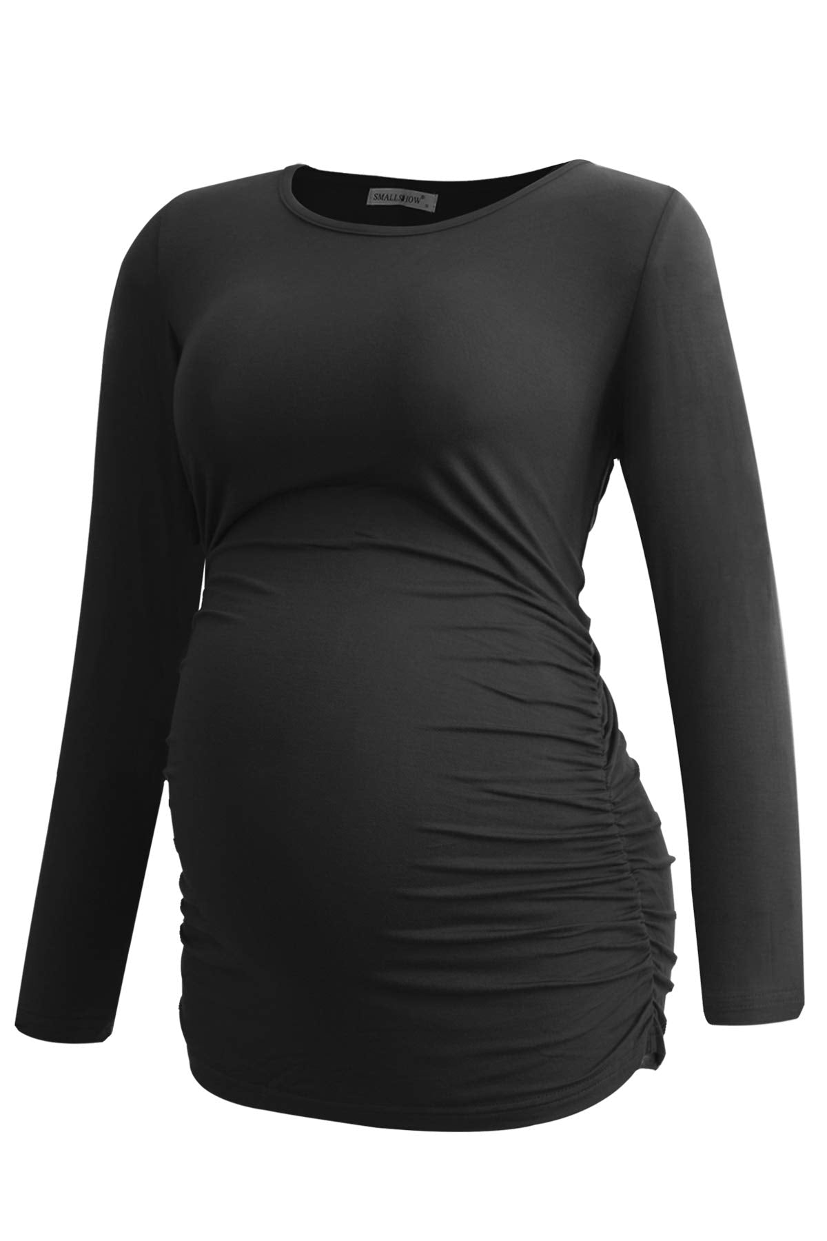 Smallshow Women's 4 Pack Maternity Shirts Long Sleeve Ruched Pregnancy Clothes Tops