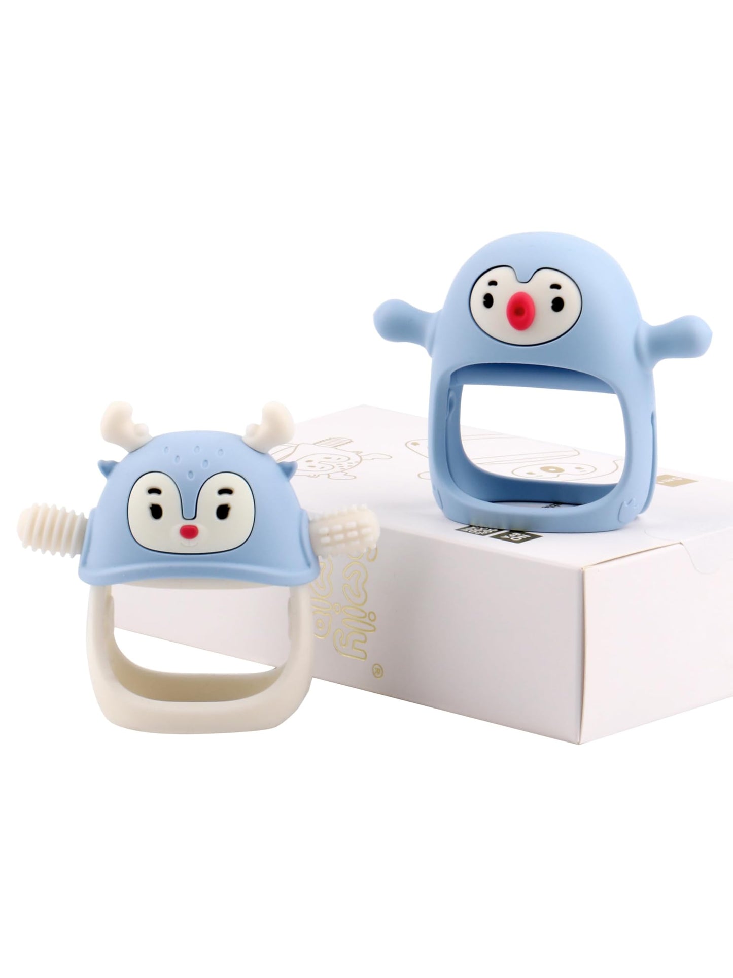 Smily Mia Penguin Teethers, Silicone TeethingToys for Babies 0-6Months, Baby Teethers for 3-6Months, Hand Teether for Infants, Teething/Teether Pacifiers for Infants, Light Purple