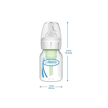 Dr. Brown's Natural Flow Anti-Colic Options+ Narrow Baby Bottle, 8 oz/250 mL, with Level 1 Slow Flow Nipples, 0m+, 4 Pack