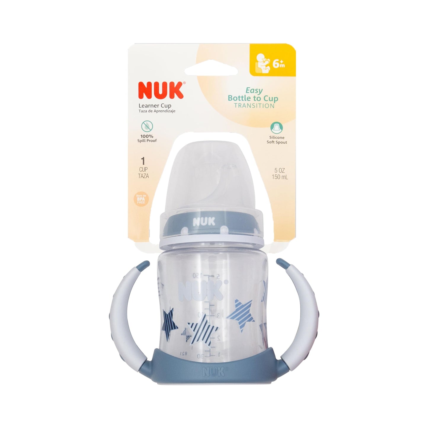 NUK Learner Cup, 6+ Months, Fun Fruits and Animals, Amazon Exclusive Collection, 5 Oz, Pack of 2 – BPA Free, Soft Spout, Spill Proof Sippy Cup