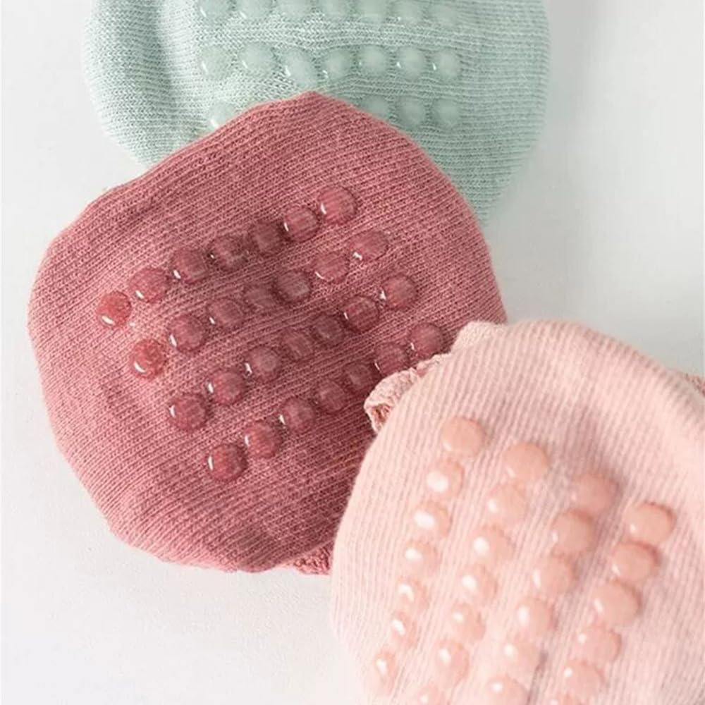 DRESHOW BQUBO Baby Girls Toddler Anti Slip Socks - Cute Frilly Ruffle Grip Ankle Socks for Infant Toddler