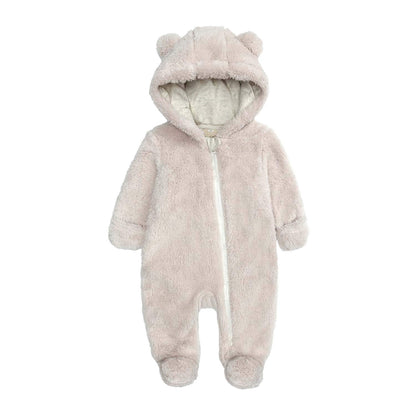 Babymine Newborn Baby Jumpsuit Hooded Fleece Rompers Long Sleeve Onesie Outwear Outfits