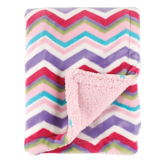 Hudson Baby Unisex Baby Plush Mink and Sherpa Blanket, Pink Floral, One Size