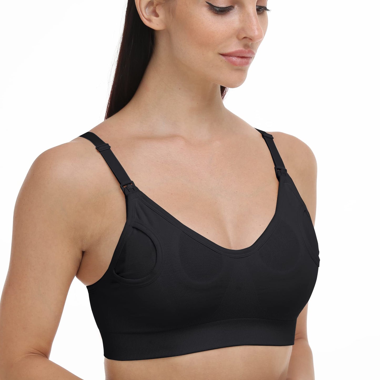 GXXGE Nursing Bra Support Pumping Bra Hands Free All in One Maternity Bra Comfortable Breast No Pad Pumps Bra