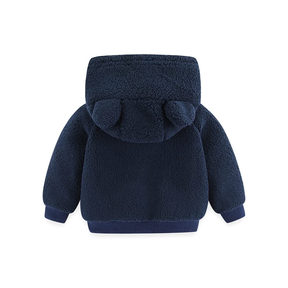 Newborn Infant Baby Boys Girls Cartoon Fleece Hooded Jacket Coat with Ears Warm Todder Kids Outwear Coat Zipper Up 0-6Y