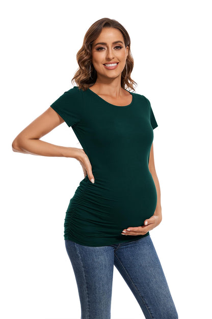 Smallshow Women's 4 Pack Maternity Shirts Short Sleeve Pregnancy Tops Clothes