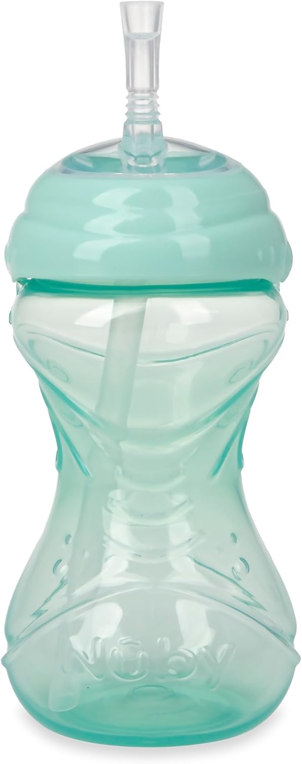 Nuby No-Spill Sippy Cup with Flex Straw - (3-Pack) 10-Ounce Bottles - Sippy Cups for Toddlers 12+ Months - Neutral Color Training Cups for Toddlers