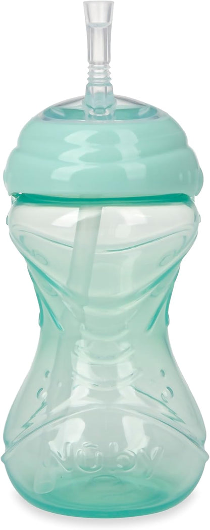 Nuby No-Spill Sippy Cup with Flex Straw - (3-Pack) 10-Ounce Bottles - Sippy Cups for Toddlers 12+ Months - Neutral Color Training Cups for Toddlers