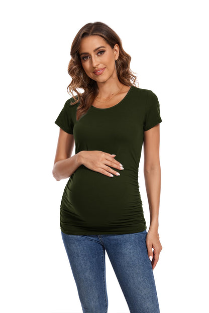 Smallshow Women's 4 Pack Maternity Shirts Short Sleeve Pregnancy Tops Clothes