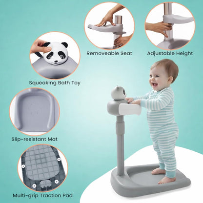 Baby Shower Stand with Built-in Seat and Bath Toy | Baby Bath Stand Height-Adjustable Washing Stand for Toddlers 6-36 Monts