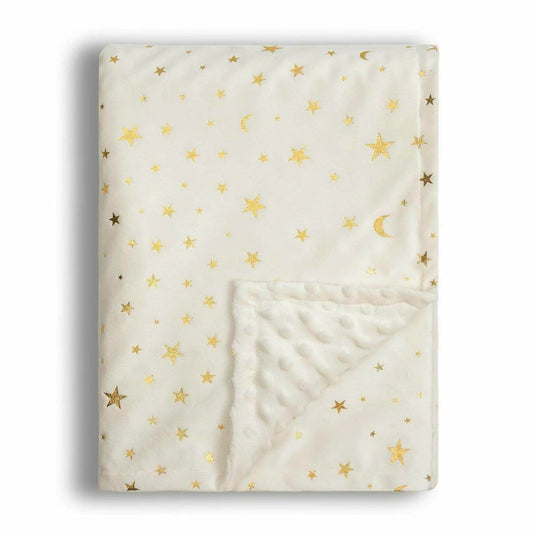 Baby Blanket for Boys Girls Soft Minky with Double Layer Dotted Backing, Star and Moon Printed 30 x 40 Inch Receiving Blanket (Violet)