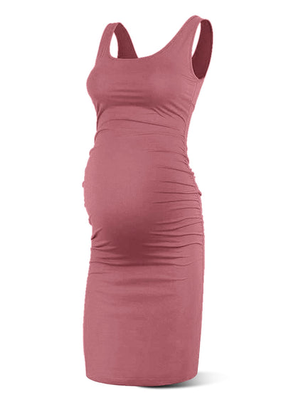 Rnxrbb S-2XL Women Summer Sleeveless Maternity Dress Pregnancy Tank Scoop Neck Mama Clothes Casual Bodycon Clothing