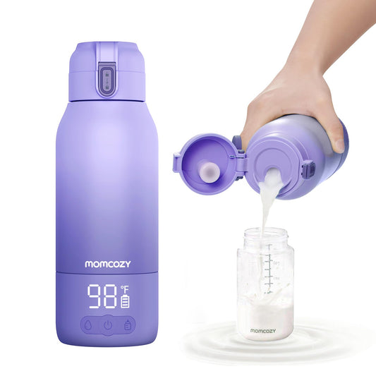 Momcozy Portable Bottle Warmer for Travel – Dual Heating Modes for Breast Milk & Water, Portable Milk Warmer with Fast Heating & Long Battery Life, 17 Ounces Large Capacity to Meet Your All-Day Needs