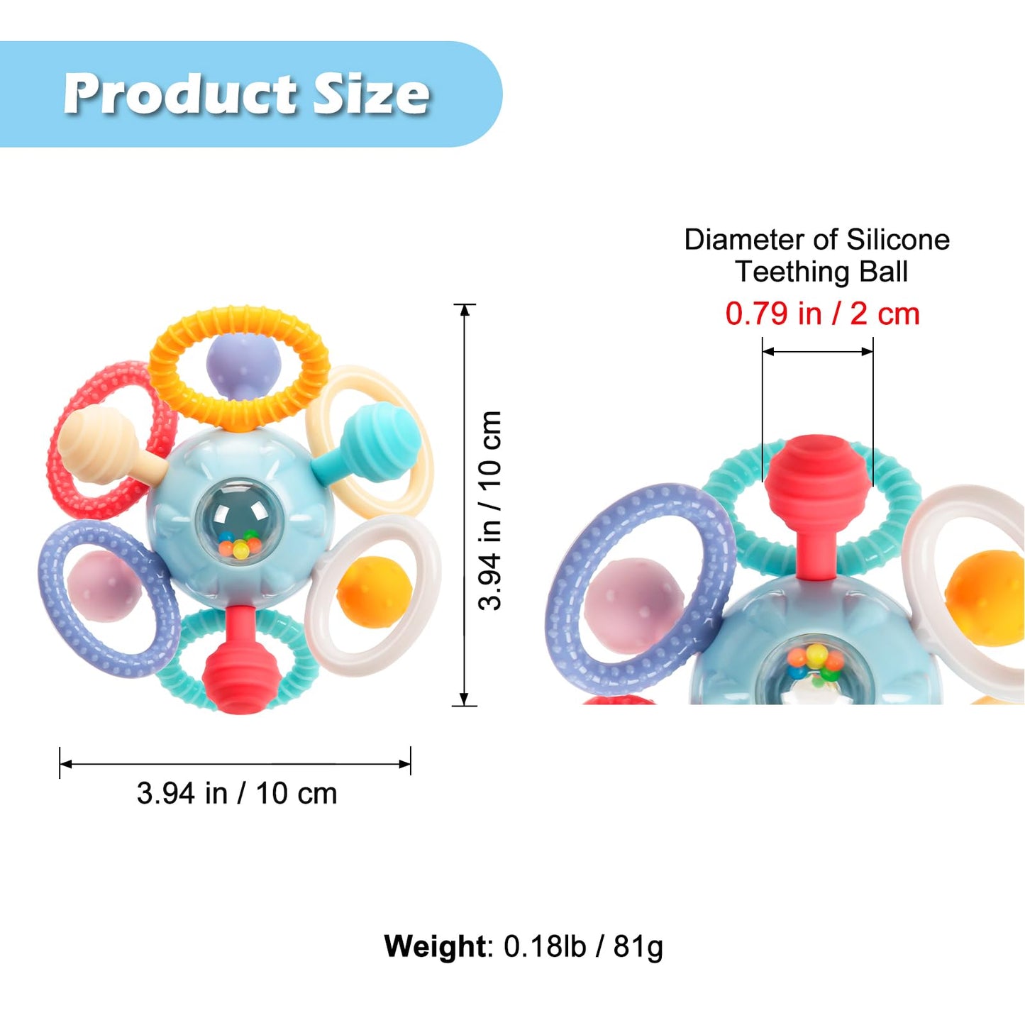 Baby Montessori Sensory Toys for 0-6 6-12 Months, Baby Teether Teething Toys for Babies 0 3 6 9 12 18 Months, Newborn Infant Learning Developmental Toys Gifts for 1 2 Year Old Boys Girls