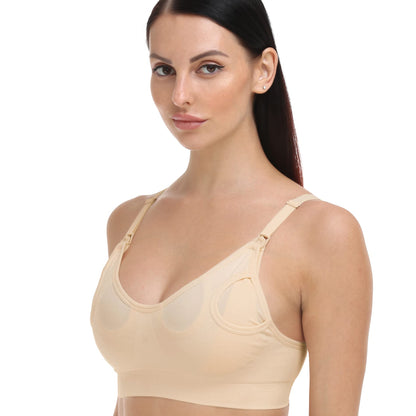 GXXGE Nursing Bra Support Pumping Bra Hands Free All in One Maternity Bra Comfortable Breast No Pad Pumps Bra