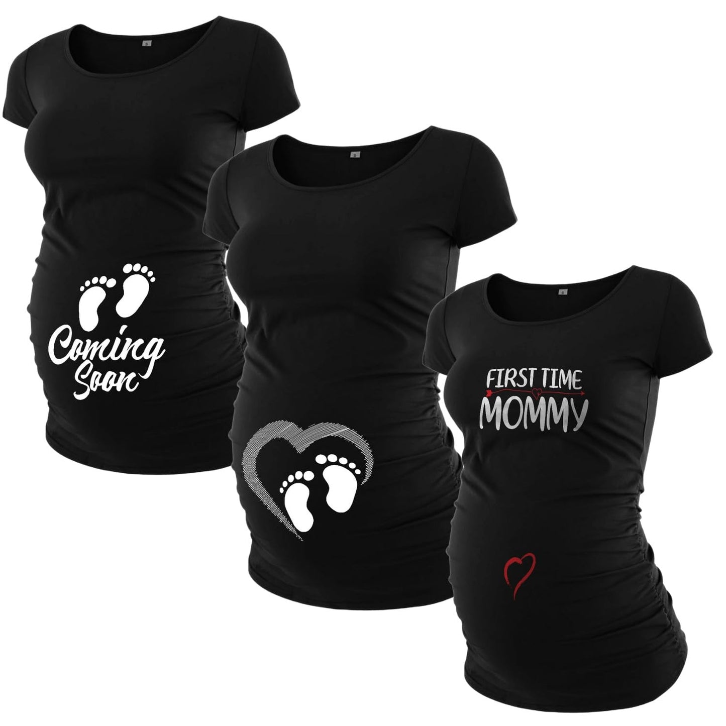 Pack of 3 Maternity Shirts for Women - Casual Graphic Pregnancy Announcement Shirt for Mom to Be