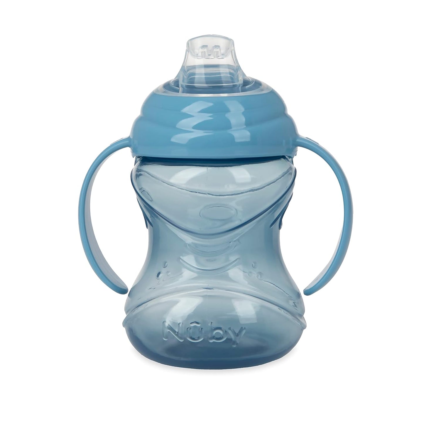 Nuby Clik-It Grip N' Sip Soft Spout No-Spill Training Sippy Cup with Handles - (3-Pack) 10 oz - 4+ Months - Aqua/Purple/Pink
