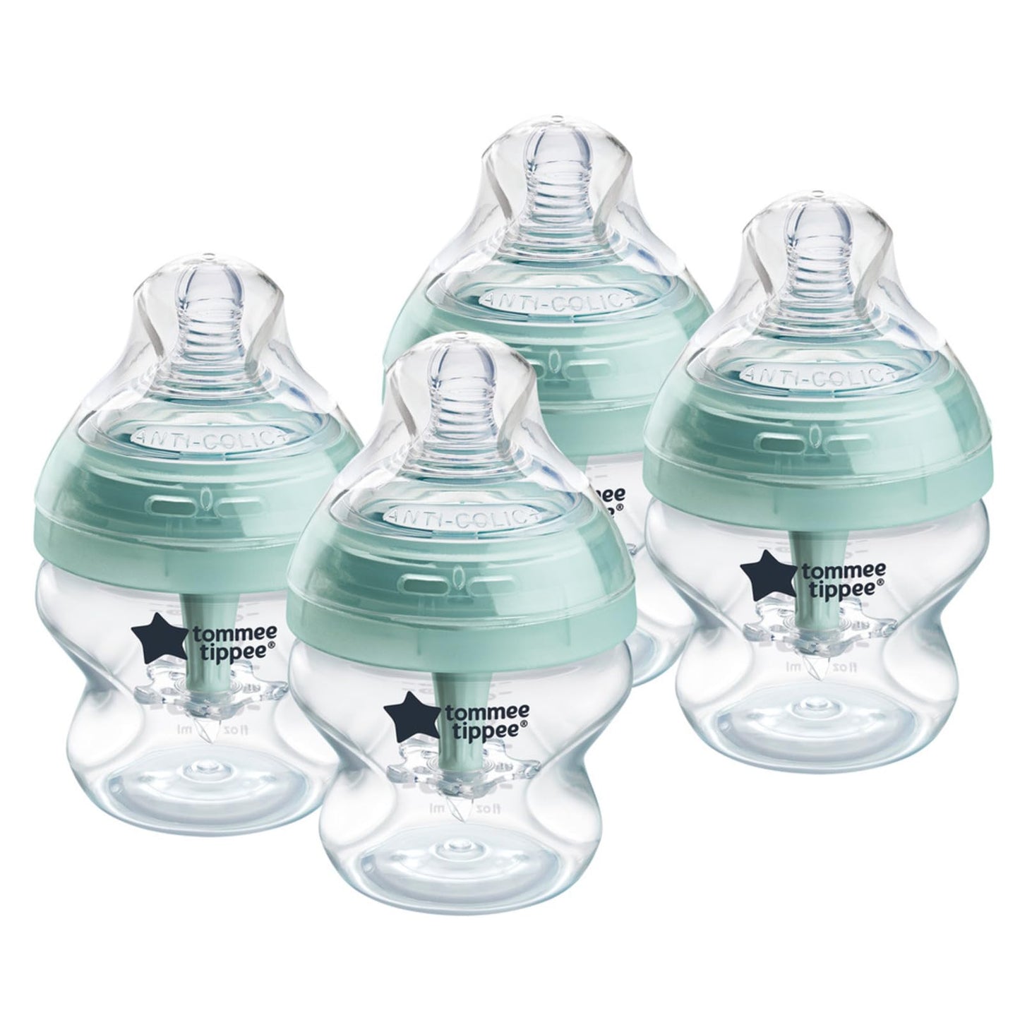 Tommee Tippee Advanced Anti-Colic 12 Piece Set, 5 oz and 9 oz BPA Free Bottles, Newborn 0+ Months, Includes Slow & Medium-Flow Breast-Like Nipples and Bottle Handles and Cleaning Brush