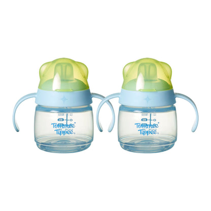 Tommee Tippee Transition Baby Sippy Cup With Spout, Ages 4 Months and Up, 5 oz, Leak-Proof Silicone Spout, Easy Grip Handles, Pink, Pack of 2