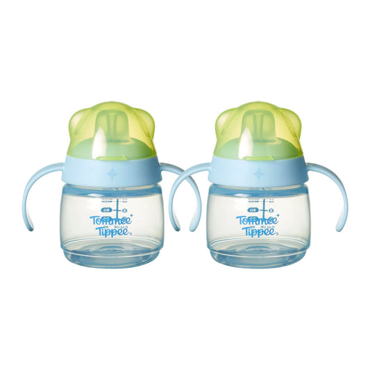 Tommee Tippee Transition Baby Sippy Cup With Spout, Ages 4 Months and Up, 5 oz, Leak-Proof Silicone Spout, Easy Grip Handles, Pink, Pack of 2