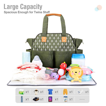 Lekebaby Diaper Bag Tote, 17 Pockets Large Travel Diaper Tote Waterproof with Portable Changing Pad, Mom Crossbody Hospital Bag for Labor Delivery, Baby Essentials for Newborn Gifts, Grey