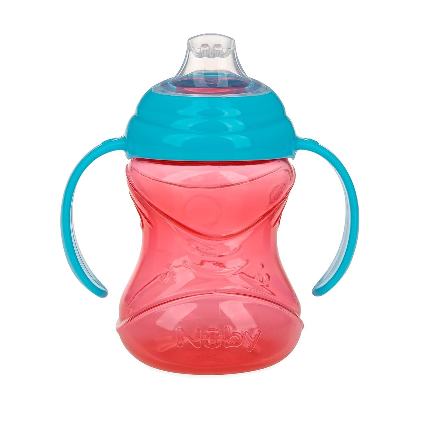 Nuby Clik-It Grip N' Sip Soft Spout No-Spill Training Sippy Cup with Handles - (3-Pack) 10 oz - 4+ Months - Aqua/Purple/Pink