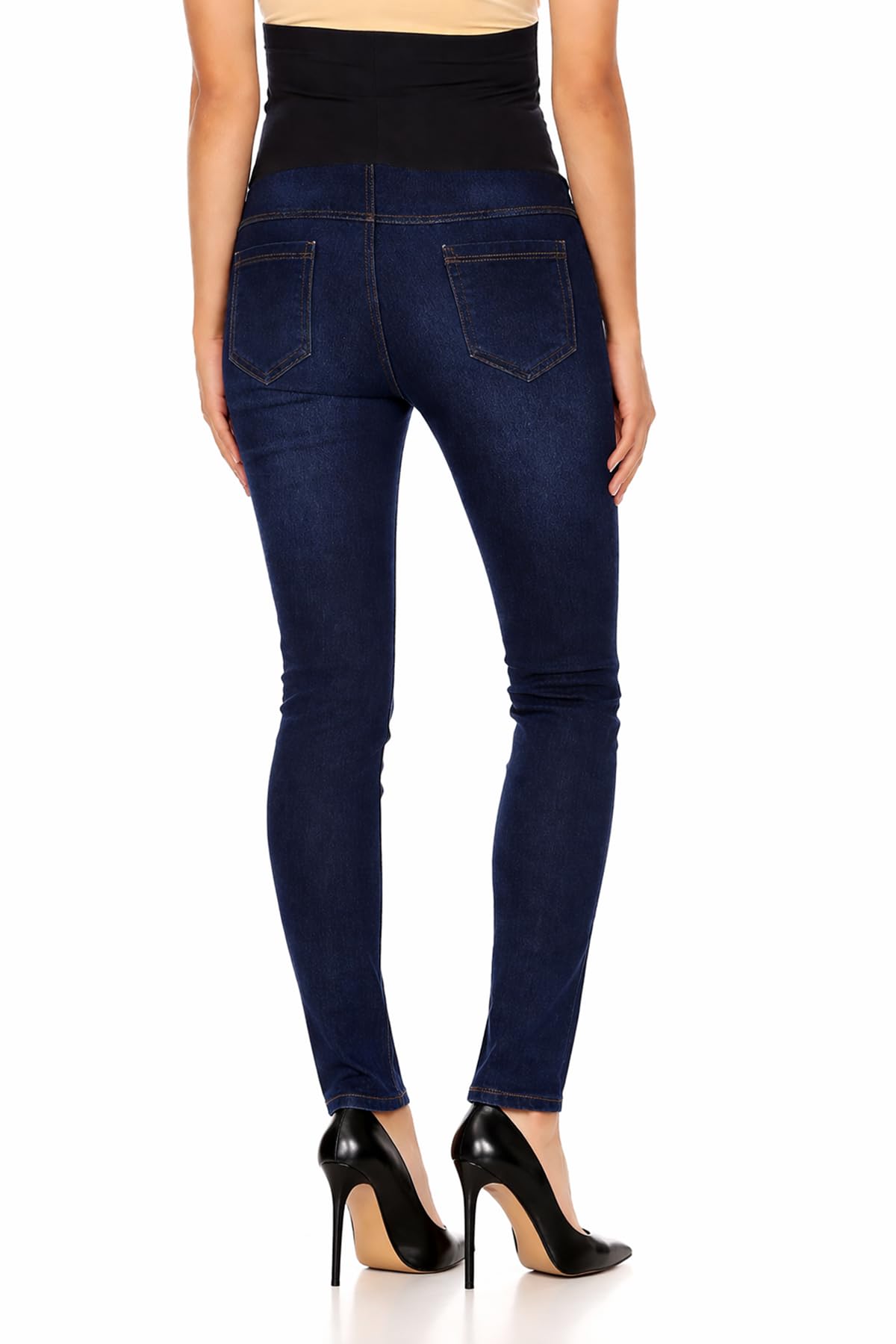 Women's Maternity Jeans Jeggings Full-Panel Pull-On Ripped Distressed Stretchy Skinny Denim Pant