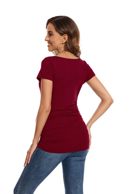 Smallshow Women's 4 Pack Maternity Shirts Short Sleeve Pregnancy Tops Clothes