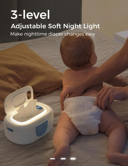Momcozy Baby Wipe Warmer, Innovative Spring Design, Large Capacity Wipes Dispenser, Fast and Even Heating, 4 Modes of Temperature Heating Control, Diaper Wipe Warmer with Night Light