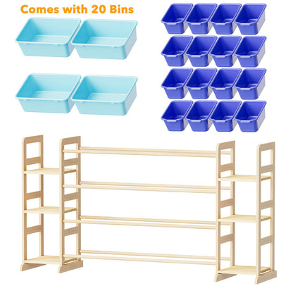 SpaceAid Toy Storage Organizer with 6 Shelves and 12 Bins, Bookshelf/Bookcase, Kids Bin Shelf, Toys Box for Playroom Organization for Bedroom & Room Decor, White, 52.3" W