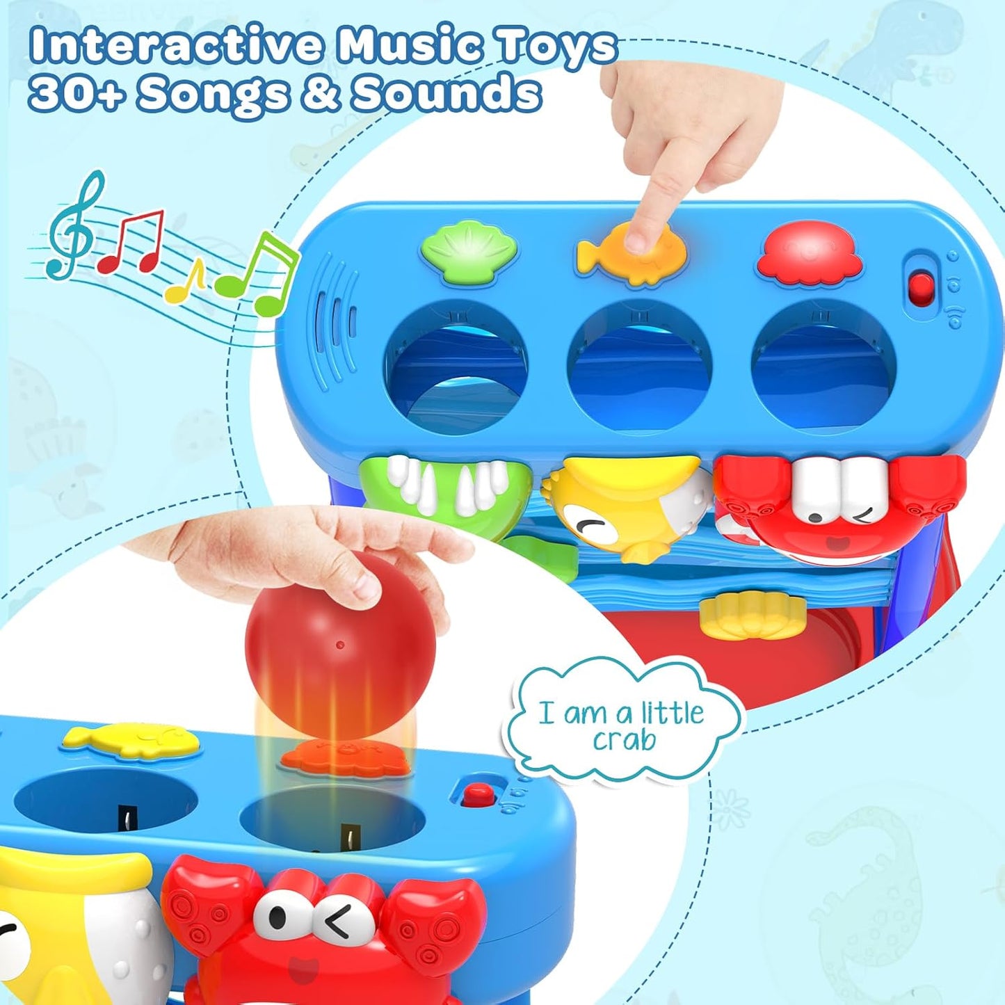 Toys for Toddlers 12-18 Months, Montessori Musical Toy for Baby 12-18 Months, Interactive Feeding Toy with Lights, Sensory Cause and Effect Game, Christmas Birthday Gifts for Boys Age 1-2 years old