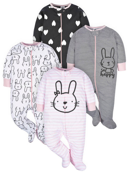 Gerber Baby-Girls 4 Pack Sleep 'N Play Footie