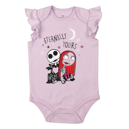 Disney Nightmare Before Christmas Sally Jack Skellington Baby Girls 5 Pack Bodysuits Newborn to Infant