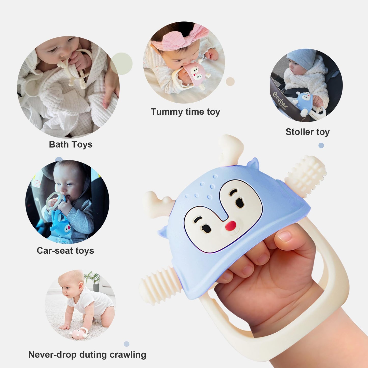 Smily Mia Penguin Teethers, Silicone TeethingToys for Babies 0-6Months, Baby Teethers for 3-6Months, Hand Teether for Infants, Teething/Teether Pacifiers for Infants, Light Purple