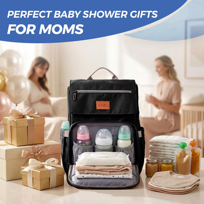 PILLANI Baby Diaper Bag Backpack - Baby Bag for Girls & Boys, Large Waterproof Toddler Diaper Backpack - Baby Shower Gifts & Registry Must Haves - Travel Diaper Bags with Changing Pad - Newborn Stuff