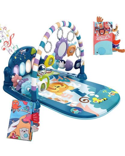 dearlomum Baby Play Mat Gym, Funny Play Piano Tummy Time Activity Mat with 5 Infant Sensory Toys, Music and Lights, Boy & Girl Gifts for Newborns 0 to 3 6 9 12 Months (Pink)