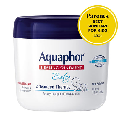 Aquaphor Baby Healing Ointment Advanced Therapy Skin Protectant for Chapped or Dry Skin, Drool Rash and Diaper Rash Ointment, 14 Oz Jar
